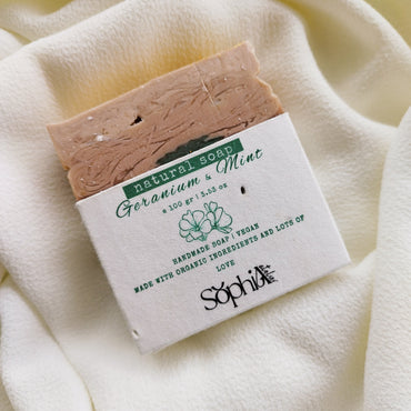 Sabonete artesanal de Gerânio e Menta