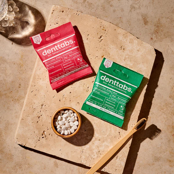 Pastilhas dentífricas DENTTABS sem flúor