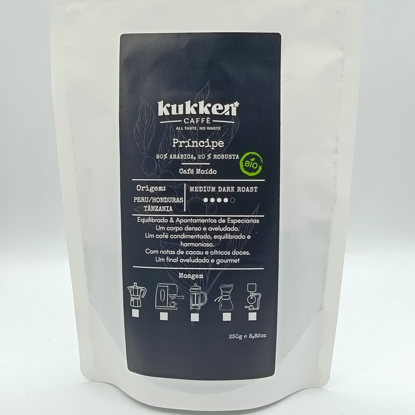 Café Moído Príncipe Bio para cafeteira italiana – aroma equilibrado