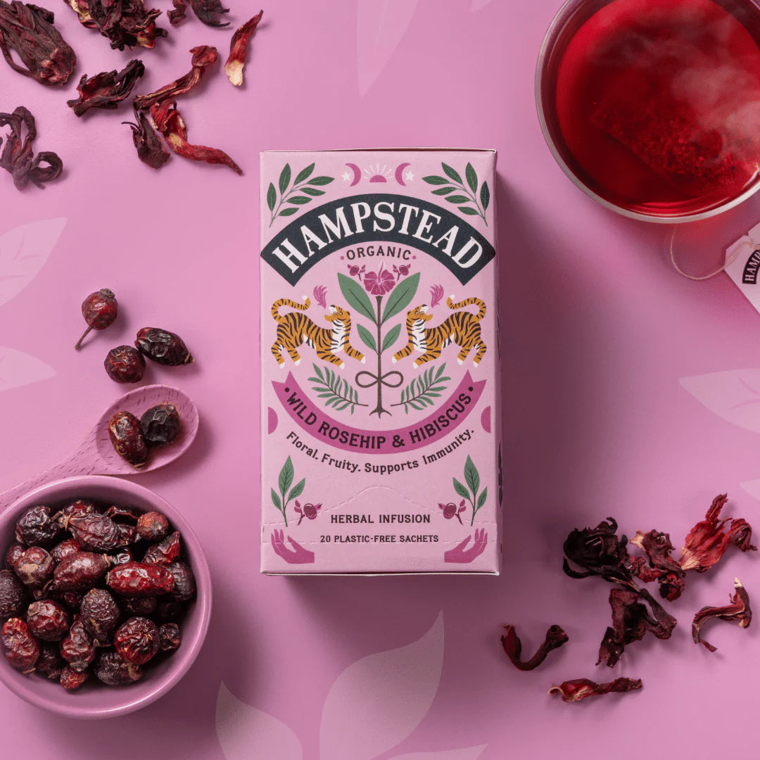 Infusão de Hibisco e Rosa Mosqueta — chá biológico rico em vitamina C